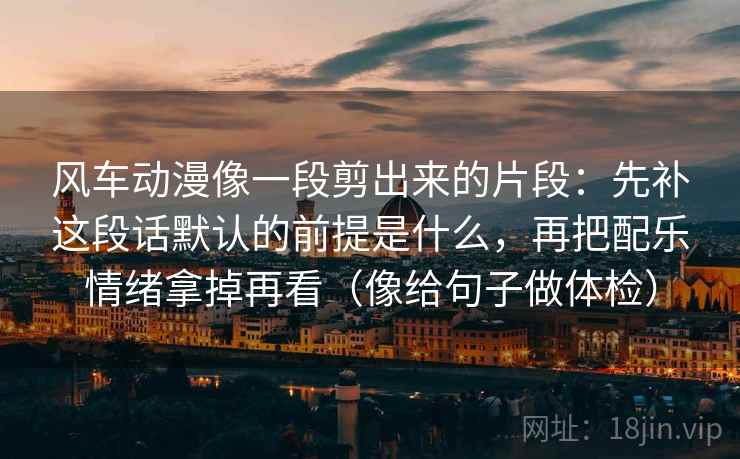 风车动漫像一段剪出来的片段：先补这段话默认的前提是什么，再把配乐情绪拿掉再看（像给句子做体检）